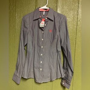 Cinch button down small NWT black/white